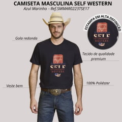 Camiseta Masculina Self Western Azul Marinho Estampa Ref.E17