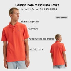 Camisa Polo Masculina Levi's Vermelho Terra Ref. LB003-0124