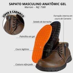 Sapato Masculino Anatômic Gel Floater Troy Marrom Ref. 7980
