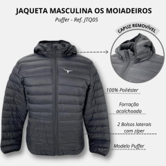 Jaqueta Puffer Masculina Os Moiadeiros Preto - Ref. JTQ05