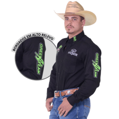 Camisa Masculina Bordada Radade Green Bull Preto/Azul Marinho - Escolha a cor