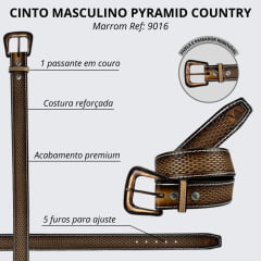 Cinto Masculino Pyramid Country Marrom Fumaciado - Ref.6000