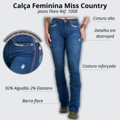 Calça Feminina Miss Country Jeans Bordada no Bolso Ref. 1008