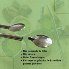 Bomba Inox Bortonaggio Artesanal Média Para Chimarrão Chata Com Rosca E Bojo Mil Furos R: ART202MF