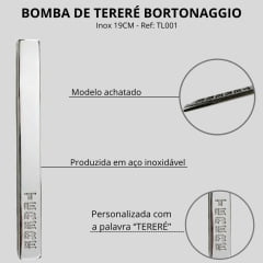 Bomba Inox Para Tereré Bortonaggio Gravação Tereré 19CM Ref. TL001