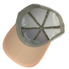 Boné Feminino Zenz Western Country Roads Laranja Claro Com Logo Bordado Bege Ref:1449