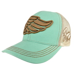 Boné Feminino Zenz Western Lone Ranger Verde Claro Com Logo Bordado Marrom Ref 1453