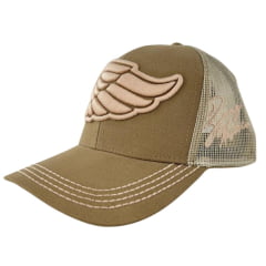 Boné Feminino Zenz Western Rodeo Time Cor Caqui Escuro Com Logo Bordado Rosa Ref: 1447