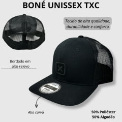 Boné Masculino TXC Preto Custom Com Tela e Logo Bordado Em Preto Ref.11945C