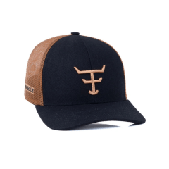 Boné Texas Farm Preto Com Marrom Double Logo e Telinha - Ref. TF 912