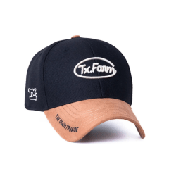 Boné Texas Farm Preto Com Logo Bordado Aba Caramelo - Ref. TF1031