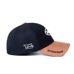 Boné Texas Farm Preto Com Logo Bordado Aba Caramelo - Ref. TF1031