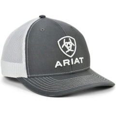 Boné Unissex Ariat Cinza/Branco Com Logo Em Branco Original 112 Trucker