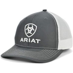 Boné Unissex Ariat Cinza/Branco Com Logo Em Branco Original 112 Trucker