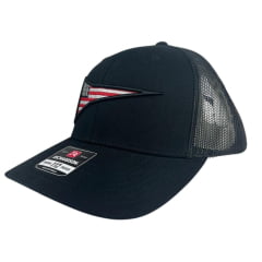 Boné Unissex Ariat Preto Com Bordado Fundo Bandeira EUA - 112 Trucker