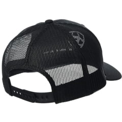 Boné Unissex Ariat Preto Com Logo Bordado Branco Original 112 Trucker