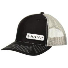 Boné Unissex Ariat Preto/Off White Com Logo Em Branco Original 112 Trucker - LOJA FISÍCA E SITE