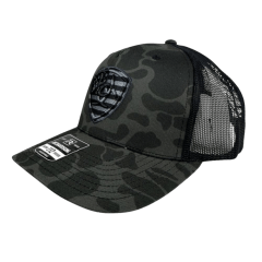 Boné Unissex Ariat Verde Camuflado E Preto Com Logo Bordada Bandeira EUA 112 Trucker