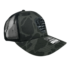 Boné Unissex Ariat Verde Camuflado E Preto Com Logo Bordada Bandeira EUA 112 Trucker