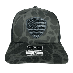 Boné Unissex Ariat Verde Camuflado E Preto Com Logo Bordada Bandeira EUA 112 Trucker