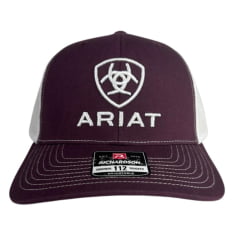 Boné Unissex Ariat Vinho E Branco Com tela e Logo Bordada 112 Trucker