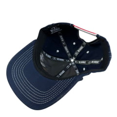Boné Unissex Beardz Outdoors Azul Marinho Com Logo Aplicada Em Preto Fundo De Bandeira EUA.
