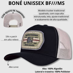 Boné Unissex BF///MS BF Cattle Raising Preto Com Bege Ref.1239