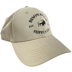 Boné Unissex Bison Hook Creme C/ Logo Estampada Preto