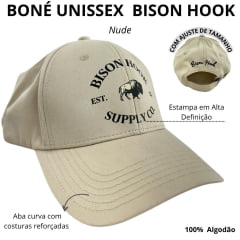 Boné Unissex Bison Hook Creme C/ Logo Estampada Preto