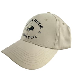 Boné Unissex Bison Hook Creme C/ Logo Estampada Preto