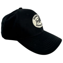 Boné Unissex Bison Hook Preto C/ Logo Aplicado Em Preto/Bege