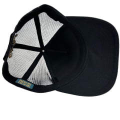 Boné Unissex Bison Hook Preto C/ Tela E Logo Estampado Preto/Amarelo
