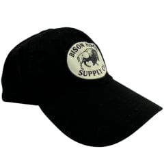 Boné Unissex Bison Hook Tecido Preto C/ Logo Estampado Preto/Bege