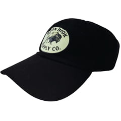 Boné Unissex Bison Hook Tecido Preto C/ Logo Estampado Preto/Bege