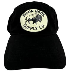 Boné Unissex Bison Hook Tecido Preto C/ Logo Estampado Preto/Bege Boné Unissex Bison Hook Tecido Preto C/ Logo Estampado Preto/Bege