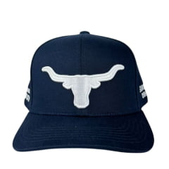 Boné Unissex Longhorn Azul Marinho Truck Com Logo Aplicada Em Branco