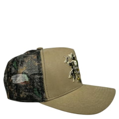 Boné Unissex Longhorn Truck Bege /Camuflado Logo Hunting E Fishing C/ Caneca E Adesivo - REF: KL-0001