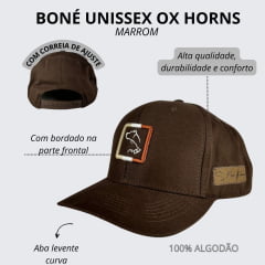 Boné Unissex Ox Horns Em Tercido Marrom Com Bege