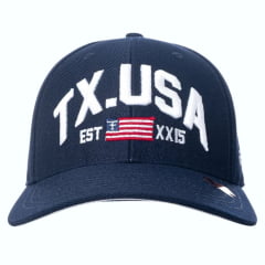 Boné Unissex Texas Farm American Tour Azul Marinho Com Escrita TX.USA Em Branco Ref:TF862