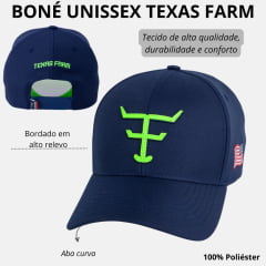 Boné Unissex Texas Farm Azul Marinho Com Logo Verde Neon Ref.TF672