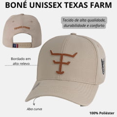 Boné Unissex Texas Farm Bege Com Logo Em Ocre Ref.TF811