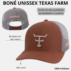 Boné Unissex Texas Farm Caramelo Double Com Logo Em Creme Ref.TF912