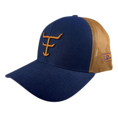 Boné Unissex Texas Farm Double Azul Marinho Com Logo Bordado Caramelo Ref TF912
