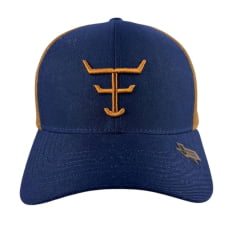 Boné Unissex Texas Farm Double Azul Marinho Com Logo Bordado Caramelo Ref TF912