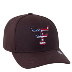 Boné Unissex Texas Farm Marrom Café Com Logo Bandeira EUA Ref:TF355