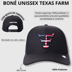 Boné Unissex Texas Farm Preto Com Logo EUA Ref.355