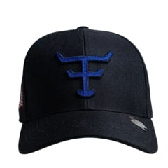 Boné Unissex Texas Farm Preto New Texas Com Logo Aplicada Em Azul Royal Ref:TF987