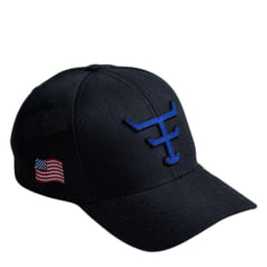 Boné Unissex Texas Farm Preto New Texas Com Logo Aplicada Em Azul Royal Ref:TF987