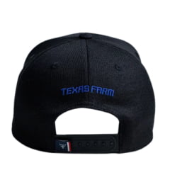 Boné Unissex Texas Farm Preto New Texas Com Logo Aplicada Em Azul Royal Ref:TF987