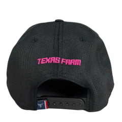 Boné Unissex Texas Farm Preto New Texas Com Logo Aplicada Em Pink Ref:TF672